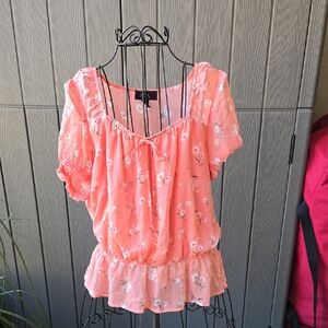 BCX Coral Floral Blouse